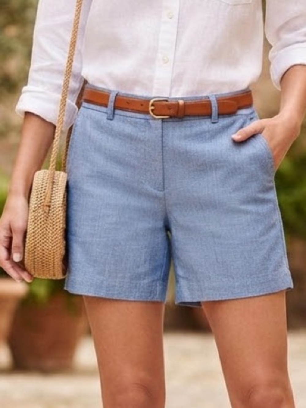 J. Crew Light Blue Chambray Chino Shorts Size 6